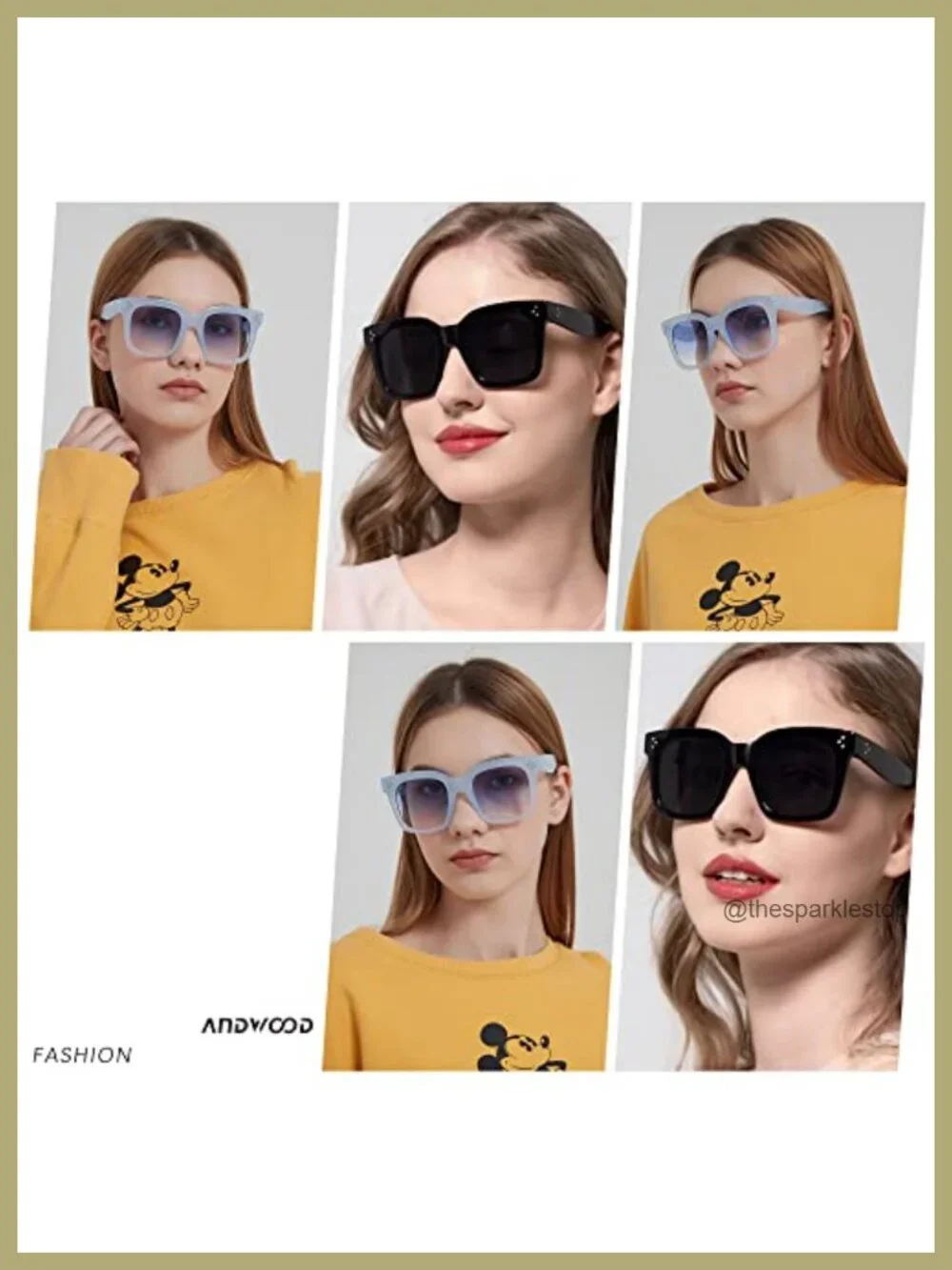 Oversized Square Sunglasses for Women UV400 Protection Wide Frame Shades